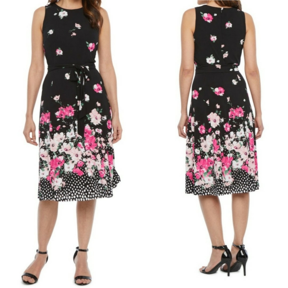 🆕️➕ Black Label 💜 Floral Dress - Picture 1 of 6